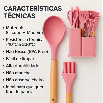 Kit Utensilios Juego 19 Piezas Conjunto En Silicona De Cocina